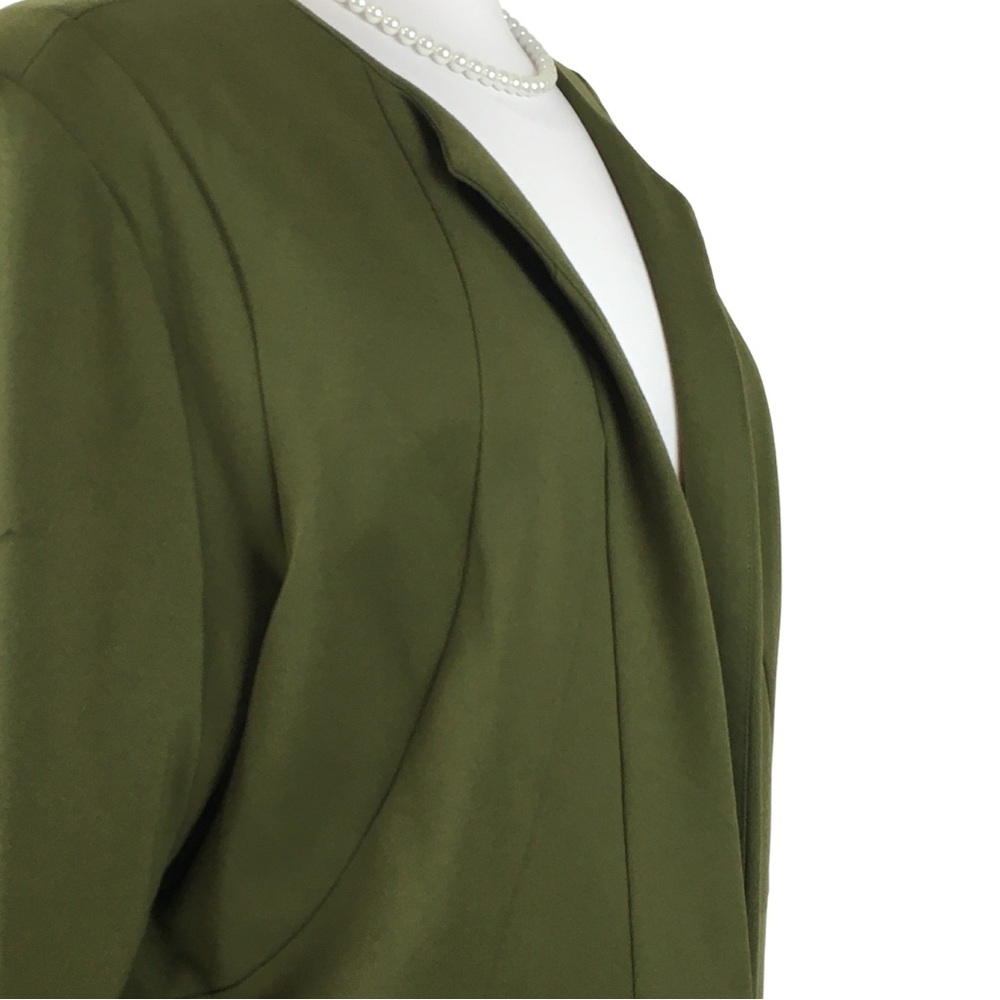 Versona Army Green Open Collarless Ponte Waist Length Blazer size XX-Large - Picture 8 of 14